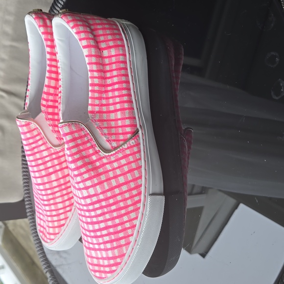 Lilly Pulitzer Julie Pink & White Gingham Slip On Sneakers Size 7 - Picture 5 of 10